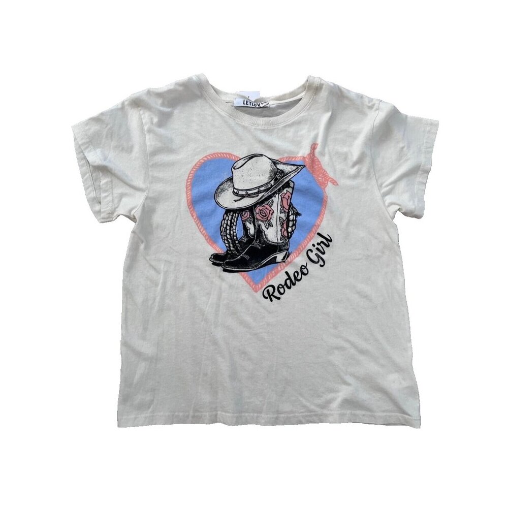 Letluv for Anthropologie Rodeo Girl Hat Boots Tee Off White ( XS )